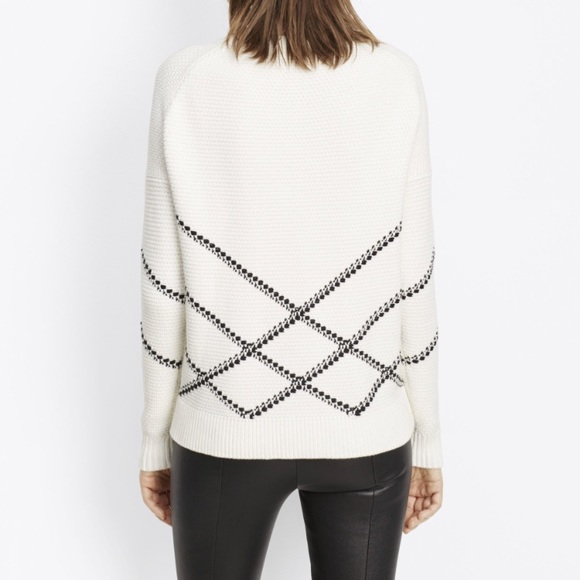 Vince Graphic Stitch Crew Neck Sweater in White - Picture 3 of 5